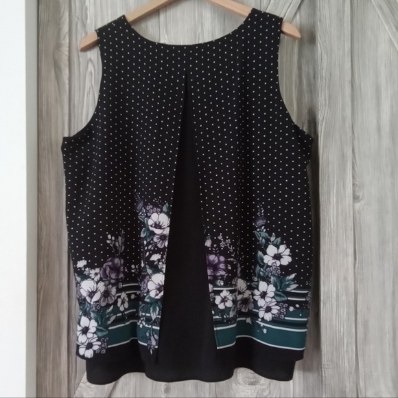 Ricki's Tops - Ricki's Black Floral Split Back Tunic Top XL